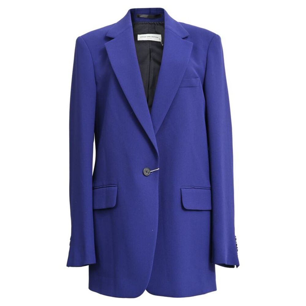 Dries Van Noten Single-Breasted Blazer in Blue Polyester